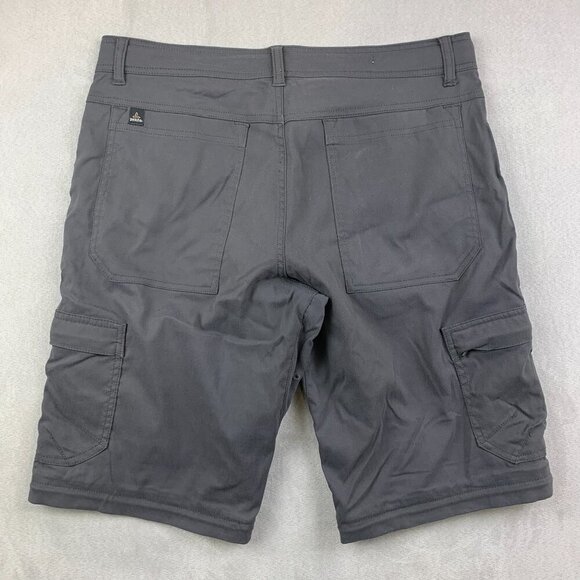 Prana Mens Shorts Small Gray Cargo Zion Belted 12" Inseam Outdoor Hiking UPF - Picture 8 of 9